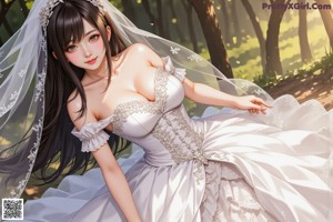 a woman in a wedding dress posing for a picture