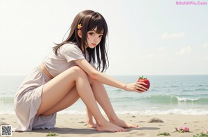 A woman in a school uniform talking on a cell phone.